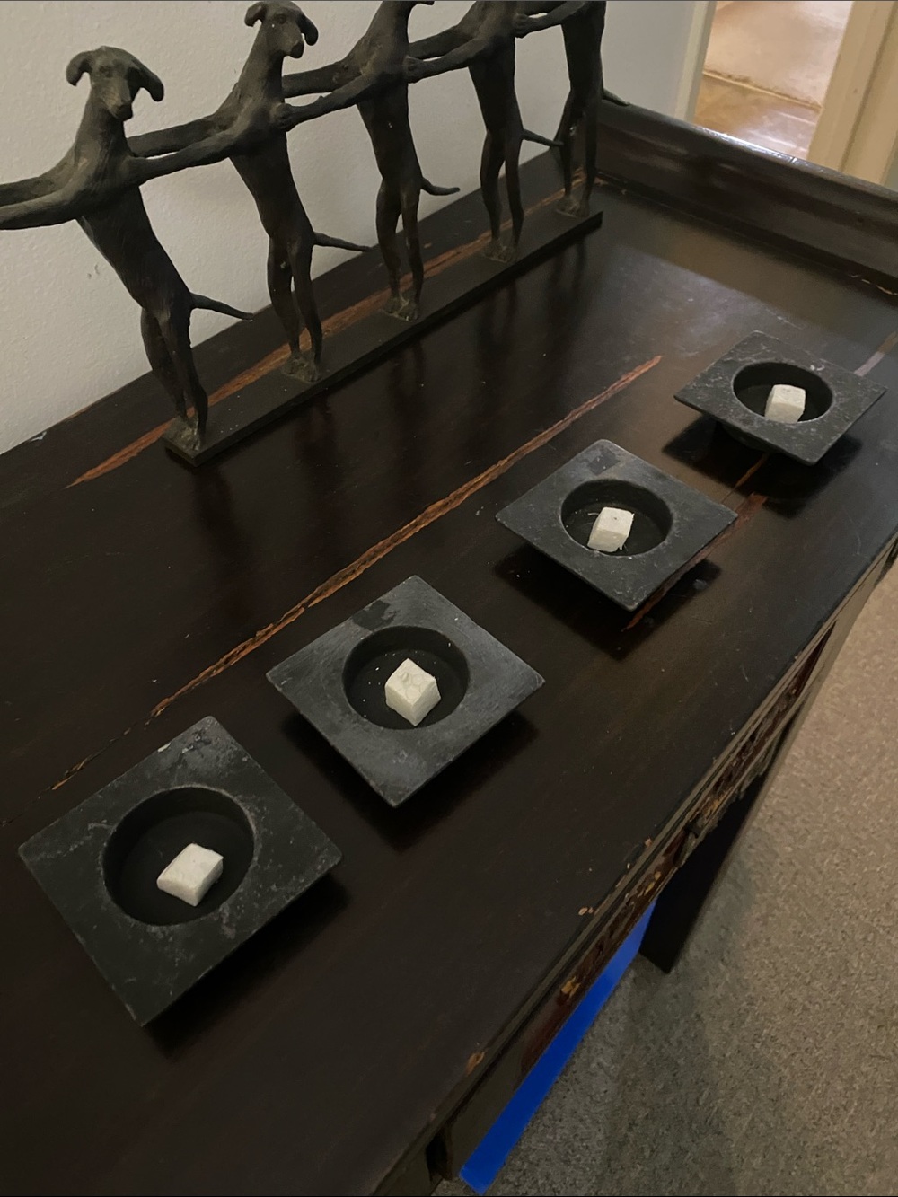 4 Black Iron candle  Holders